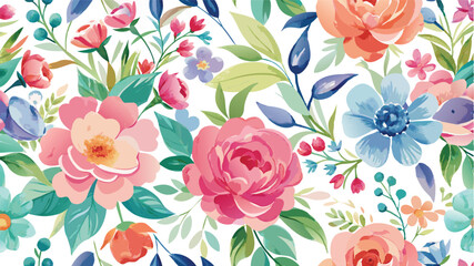  Dreamy Watercolor Floral Seamless Pattern