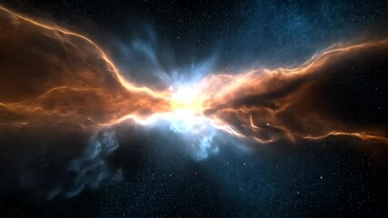 Wall Mural - cosmic explosion with fiery nebula and bright light effects