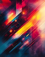 Poster - A modern design concept background, featuring abstract geometric shapes, vibrant colors, and dynamic lines creating a futuristic look