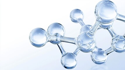 Fototapete - Transparent molecule glass structure glowing with ambient light, ideal for biotech and molecular biology visuals.