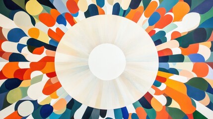 Poster - Geometric Circle Pattern Border with Bright White Core, vibrant design featuring intricate circles framing a luminous center, modern aesthetic