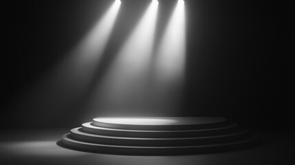 Poster - Spotlit circular stage in a dark atmosphere creates a dramatic backdrop. 