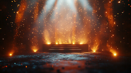Poster - Dramatic illuminated stage with vibrant lighting and a mystical atmosphere. 