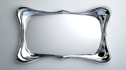Poster - Chrome Frame with Bright White Center, a sleek and modern design element featuring a reflective chrome border and luminous white interior.