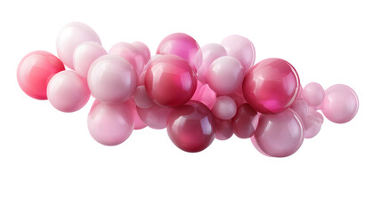 A pink and red gradient balloon bunch, isolated on transparent 