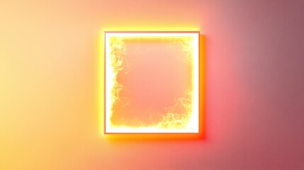 Poster - Vivid orange-yellow gradient border surrounding a luminous white center, ideal for presentations, digital displays, or artistic projects