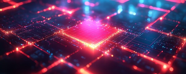 Poster - An abstract background representing IT security, with a glowing digital shield, interconnected nodes, and layers of protection in a cyber environment