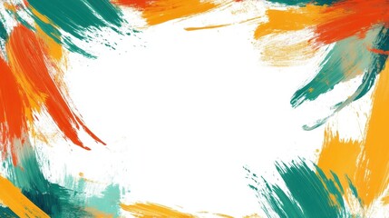 Poster - Artistic border design featuring vibrant brushstrokes surrounding a pristine white center, ideal for creative presentations or displays