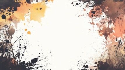 Poster - Ink splash border design featuring a vibrant artistic edge surrounding a pristine white center, ideal for creative projects and presentations.