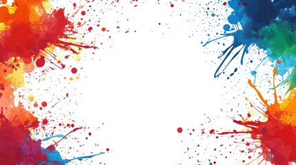Poster - Ink splash artwork featuring a vibrant border surrounding a smooth white center, ideal for creative projects and visual presentations
