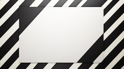 Poster - Bold black-and-white striped border framing a blank white center, ideal for modern design applications and minimalist aesthetics.