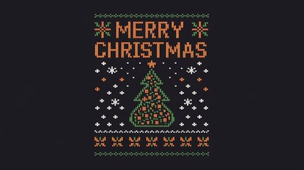 Poster - A holiday-themed t-shirt design with the text Merry Christmas and a Christmas tree shaped like a guitar. The style is Opening the mind Through Art. The design is enhanced created with generative ai