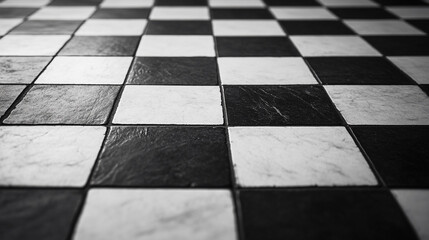 Poster - Classic black and white checkerboard floor design in a modern setting. 