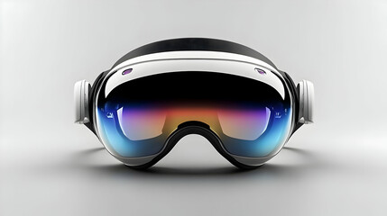 Poster - Futuristic virtual reality headset with a sleek design and colorful lenses.
