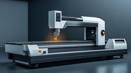 Poster - A modern CNC machine designed for precision cutting and engraving tasks.