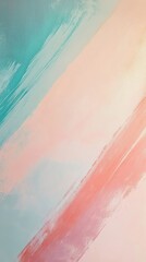 Wall Mural - A painting with a blue stripe and pink and green stripes. The blue stripe is the lightest color and the pink and green stripes are darker. The painting has a very colorful and vibrant look to it