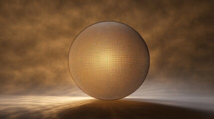 Poster - Abstract golden sphere with textured surface and glowing center