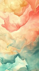Wall Mural - A colorful abstract painting with a blue and green swirl. The painting has a dreamy, whimsical feel to it
