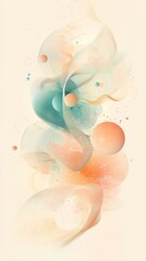 Wall Mural - A painting of a spiral of circles with a blue and green swirl in the middle. The circles are of different sizes and colors, and the swirl is in the middle of the painting