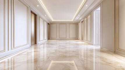 Poster - elegant interior space with glossy marble floor and bright lighting