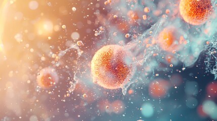 Poster - Abstract depiction of colorful cells in a vibrant environment representing biological activity and cellular interactions