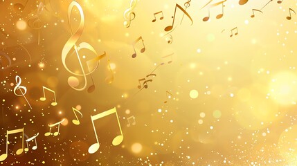 Poster - Abstract background with gold music notes, bokeh, and sparkling lights.