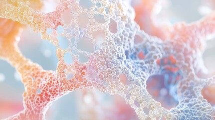 Poster - Intricate Abstract Structure of Bubble-like Cells with Colorful Hues Reflecting Light Patterns and Depth in Background