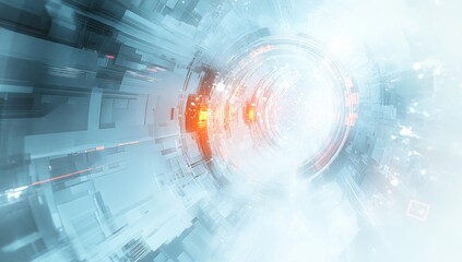 Poster - Abstract futuristic tunnel with glowing lights.