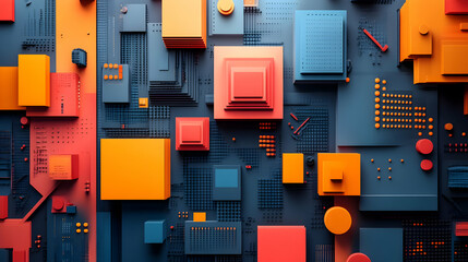Poster - Abstract geometric shapes in vibrant colors create a modern visual composition.
