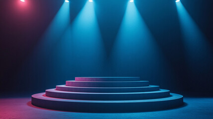 Poster - Spotlight illuminating a circular platform in a darkened performance venue. 
