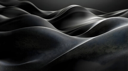 Poster - Abstract waves of dark material create a smooth, flowing texture against a muted background.