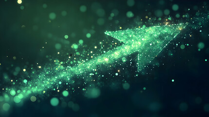 Poster - A glowing green arrow composed of sparkles, symbolizing progress and direction.