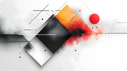 Poster - Abstract geometric composition with bold colors and dynamic shapes.