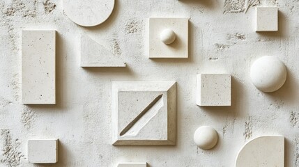 Poster - Geometric shapes on a white textured background, offering a modern and dynamic aesthetic.