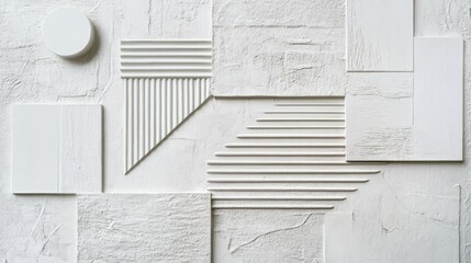 Poster - Geometric shapes on a white textured background, offering a modern and dynamic aesthetic.