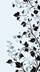 Sticker - Elegant Black And Grey Floral Vine Design