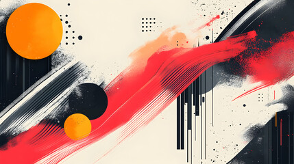 Poster - Abstract composition with vibrant colors and dynamic shapes.
