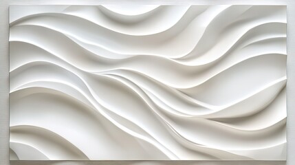 Poster - Wavy abstract white design with a 3D effect, blending texture and light for a modern look.