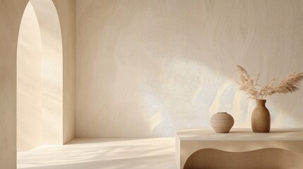 Leinwandbilder - A 3D wallpaper featuring delicate, curved line art patterns on a light, neutral background, creating a soft and artistic environment.