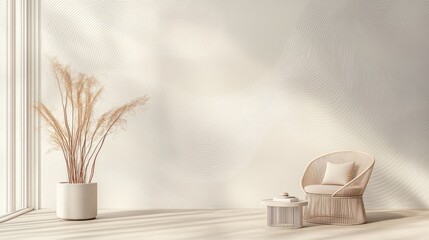 Poster - A 3D wallpaper with intricate line art design on a light pastel background, combining elegance with a contemporary and airy atmosphere.