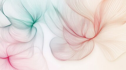Poster - A 3D wallpaper with intricate line art design on a light pastel background, combining elegance with a contemporary and airy atmosphere.