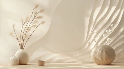 Poster - A beautiful 3D wallpaper featuring continuous line art, set against a subtle light-colored background, creating a peaceful, refined look.