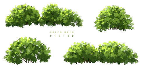 Wall Mural - vertor set of green tree,plants side view for landscape elevations,element for backdrop,eco environm