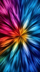 Poster - A swirl of vivid colors radiates outward, creating a mesmerizing display of hues. The artwork merges warm and cool tones, drawing the viewer into an engaging visual experience.