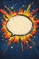 Wall Mural - Colorful comic book speech bubble with dynamic explosion effect