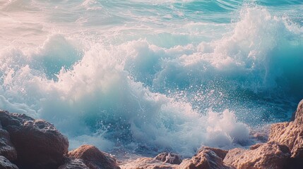 Poster - Ocean Waves Crashing on Rocks