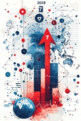 Poster - Creative  abstract design with arrow and bar graph
