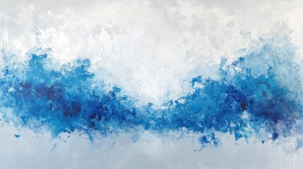 Canvas Print - Abstract Blue and White Acrylic Painting