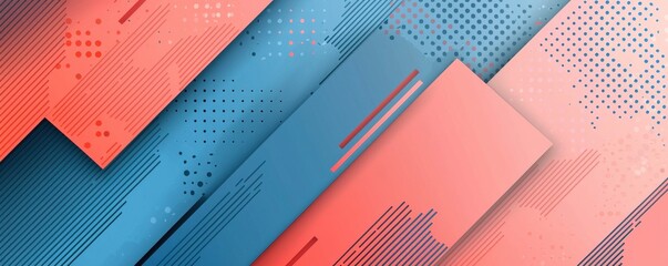 Poster - Abstract geometric pattern with blue and pink color gradients