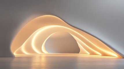 Poster - Minimal white backdrop with abstract wave patterns and soft glowing accents for a clean style.
